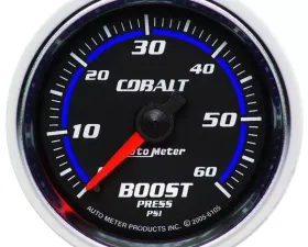 AutoMeter GAUGE; BOOST; 2 1/16in.; 60PSI; MECHANICAL; COBALT