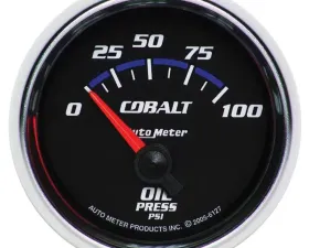 AutoMeter GAUGE; OIL PRESSURE; 2 1/16in.; 100PSI; ELECTRIC; COBALT