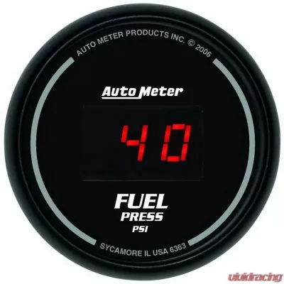 AutoMeter GAUGE; FUEL PRESSURE; 2 1/16in.; 100PSI; DIGITAL; BLACK DIAL W/RED LED - 6363