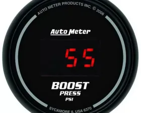 AutoMeter GAUGE; BOOST; 2 1/16in.; 60PSI; DIGITAL; BLACK DIAL W/RED LED