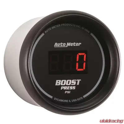 AutoMeter GAUGE; BOOST; 2 1/16in.; 60PSI; DIGITAL; BLACK DIAL W/RED LED - 6370