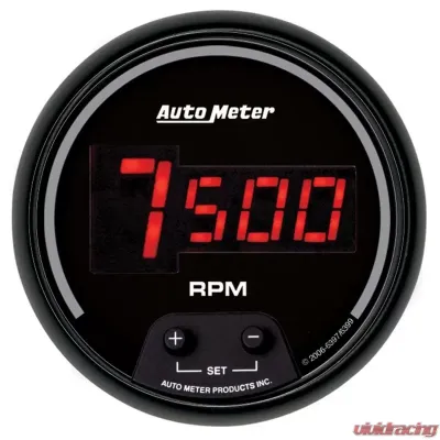 AutoMeter GAUGE; TACH; 3 3/8in.; 10K RPM; IN-DASH; DIGITAL; BLACK DIAL W/RED LED - 6397
