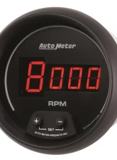 AutoMeter GAUGE; TACH; 3 3/8in.; 10K RPM; IN-DASH; DIGITAL; BLACK DIAL W/RED LED                                     - 6397 - Image 2