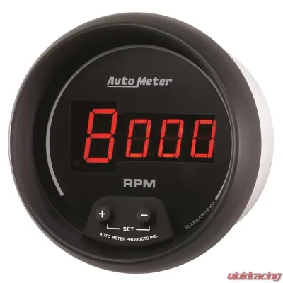 AutoMeter GAUGE; TACH; 3 3/8in.; 10K RPM; IN-DASH; DIGITAL; BLACK DIAL W/RED LED - 6397