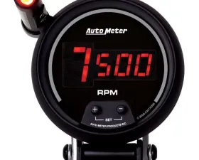 AutoMeter GAUGE; TACH; 3 3/4in.; 10K RPM; PEDESTAL W/QUICK-LITE; DIGITAL; BLK W/RED LED