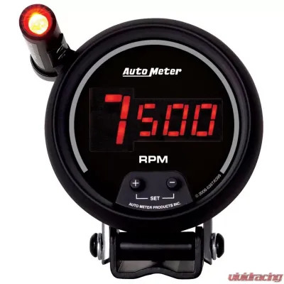 AutoMeter GAUGE; TACH; 3 3/4in.; 10K RPM; PEDESTAL W/QUICK-LITE; DIGITAL; BLK W/RED LED - 6399