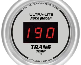 AutoMeter GAUGE; TRANS TEMP; 2 1/16in.; 340deg.F; DIGITAL; SILVER DIAL W/RED LED