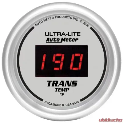 AutoMeter GAUGE; TRANS TEMP; 2 1/16in.; 340deg.F; DIGITAL; SILVER DIAL W/RED LED - 6549