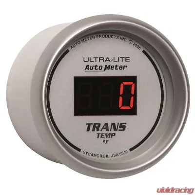 AutoMeter GAUGE; TRANS TEMP; 2 1/16in.; 340deg.F; DIGITAL; SILVER DIAL W/RED LED - 6549
