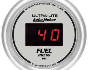 AutoMeter GAUGE; FUEL PRESSURE; 2 1/16in.; 100PSI; DIGITAL; SILVER DIAL W/RED LED