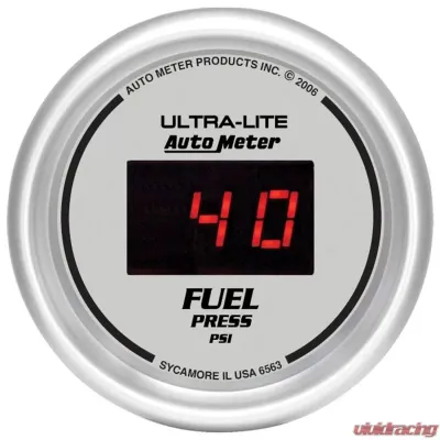AutoMeter GAUGE; FUEL PRESSURE; 2 1/16in.; 100PSI; DIGITAL; SILVER DIAL W/RED LED - 6563