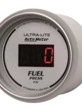 AutoMeter GAUGE; FUEL PRESSURE; 2 1/16in.; 100PSI; DIGITAL; SILVER DIAL W/RED LED                                     - 6563 - Image 2