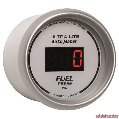 AutoMeter GAUGE; FUEL PRESSURE; 2 1/16in.; 100PSI; DIGITAL; SILVER DIAL W/RED LED - 6563