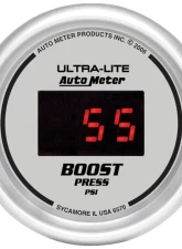 AutoMeter GAUGE; BOOST; 2 1/16in.; 60PSI; DIGITAL; SILVER DIAL W/RED LED                                     - 6570 - Image 3
