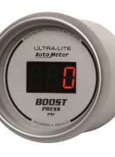 AutoMeter GAUGE; BOOST; 2 1/16in.; 60PSI; DIGITAL; SILVER DIAL W/RED LED                                     - 6570 - Image 2