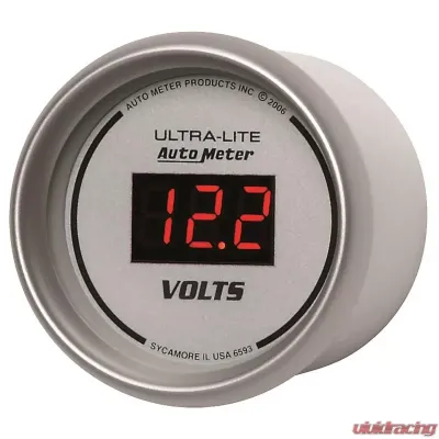 AutoMeter GAUGE; VOLTMETER; 2 1/16in.; 18V; DIGITAL; SILVER DIAL W/RED LED - 6593