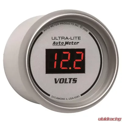 AutoMeter GAUGE; VOLTMETER; 2 1/16in.; 18V; DIGITAL; SILVER DIAL W/RED LED - 6593