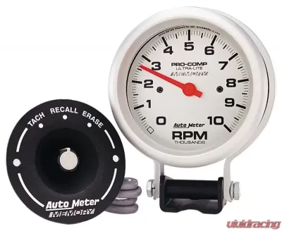AutoMeter GAUGE; TACHOMETER; 3 3/4in.; 10K RPM; PEDESTAL W/PEAK MEMORY; ULTRA-LITE - 6604