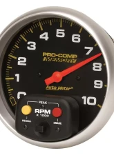 AutoMeter GAUGE; TACHOMETER; 5in.; 10K RPM; IN-DASH W/PEAK MEMORY; PRO-COMP                                     - 6801 - Image 2