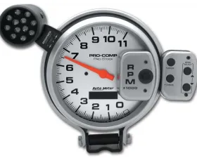 AutoMeter GAUGE; TACH; 5in.; 11K RPM; PRO-STOCK PEDESTAL W/SUPER LITE/PEAK MEM; UL
