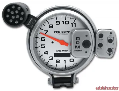 AutoMeter GAUGE; TACH; 5in.; 11K RPM; PRO-STOCK PEDESTAL W/SUPER LITE/PEAK MEM; UL - 6834