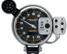 AutoMeter GAUGE; TACH; 5in.; 9K RPM; PRO-STOCK PEDESTAL W/SUPER LITE/PK MEM; CARBON FIBER