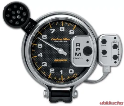 AutoMeter GAUGE; TACH; 5in.; 9K RPM; PRO-STOCK PEDESTAL W/SUPER LITE/PK MEM; CARBON FIBER - 6835