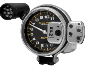 AutoMeter GAUGE; TACH; 5in.; 11K RPM; PRO-STOCK PEDESTAL W/SUPER LITE/PK MEM; CARBON FIBR