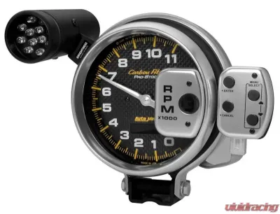 AutoMeter GAUGE; TACH; 5in.; 11K RPM; PRO-STOCK PEDESTAL W/SUPER LITE/PK MEM; CARBON FIBR - 6836