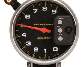 AutoMeter GAUGE; TACH; 5in.; 9K RPM; PEDESTAL W/QUICK LITE/PEAK MEMORY; PRO-COMP