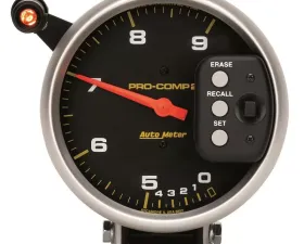 AutoMeter GAUGE; TACH; 5in.; 9K RPM; PEDESTAL DUAL RANGE W/QUICK LITE/PEAK MEM; PRO-COMP