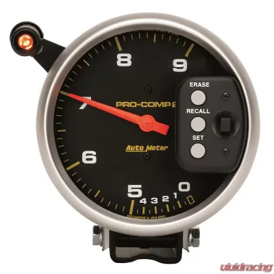 AutoMeter GAUGE; TACH; 5in.; 9K RPM; PEDESTAL DUAL RANGE W/QUICK LITE/PEAK MEM; PRO-COMP - 6852