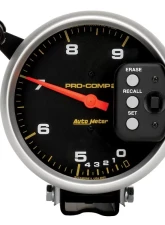 AutoMeter GAUGE; TACH; 5in.; 9K RPM; PEDESTAL DUAL RANGE W/QUICK LITE/PEAK MEM; PRO-COMP                                     - 6852 - Image 2