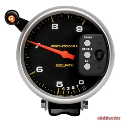 AutoMeter GAUGE; TACH; 5in.; 9K RPM; PEDESTAL DUAL RANGE W/QUICK LITE/PEAK MEM; PRO-COMP - 6852