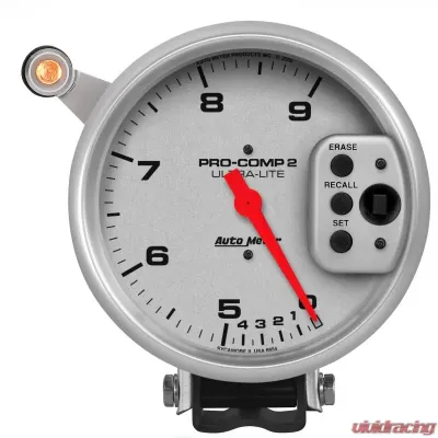 AutoMeter GAUGE; TACH; 5in.; 9K RPM; PEDESTAL W/QUICK LITE; DUAL RANGE W/PEAK MEMORY; UL - 6854