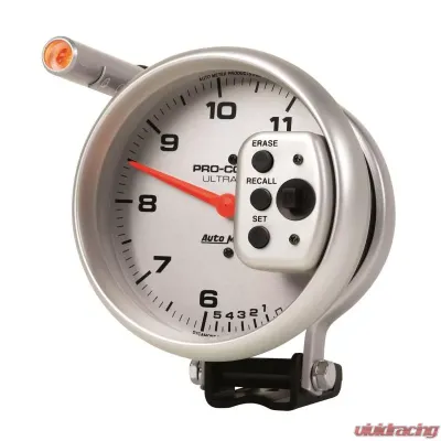 AutoMeter GAUGE; TACH; 5in.; 11K RPM; PEDESTAL W/QUICK LITE; DUAL RANGE W/PEAK MEMORY; UL - 6855