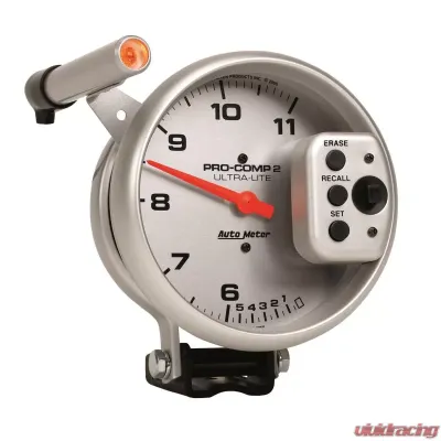 AutoMeter GAUGE; TACH; 5in.; 11K RPM; PEDESTAL W/QUICK LITE; DUAL RANGE W/PEAK MEMORY; UL - 6855