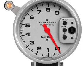 AutoMeter GAUGE; TACH; 5in.; 9K RPM; PEDESTAL W/QUICK LITE; W/PEAK MEMORY; ULTRA-LITE