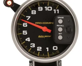 AutoMeter GAUGE; TACH; 5in.; 11K RPM; PEDESTAL W/QUICK LITE/PEAK MEMORY; PRO-COMP