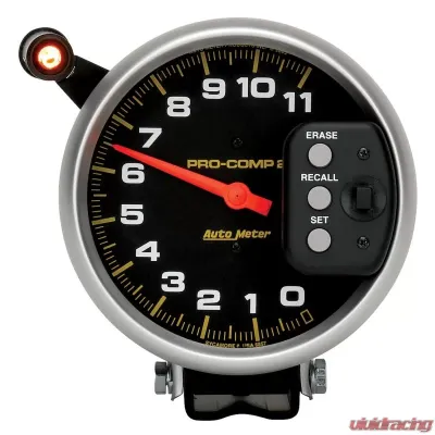 AutoMeter GAUGE; TACH; 5in.; 11K RPM; PEDESTAL W/QUICK LITE/PEAK MEMORY; PRO-COMP - 6857
