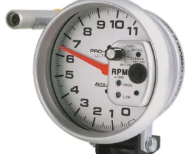 AutoMeter GAUGE; TACH; 5in.; 11K RPM; PEDESTAL W/QUICK LITE; W/PEAK MEMORY; ULTRA-LITE