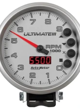 AutoMeter GAUGE; TACH; 5in.; 9K RPM; PEDESTAL; DATALOGGING; ULTIMATE III PLAYBACK; SILVER                                     - 6882 - Image 6