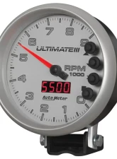 AutoMeter GAUGE; TACH; 5in.; 9K RPM; PEDESTAL; DATALOGGING; ULTIMATE III PLAYBACK; SILVER                                     - 6882 - Image 2