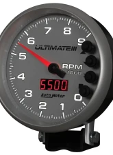 AutoMeter GAUGE; TACH; 5in.; 9K RPM; PEDESTAL; DATALOGGING; ULTIMATE III PLAYBACK; SILVER                                     - 6882 - Image 3