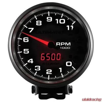 AutoMeter GAUGE; TACH; 5in.; 11K RPM; PEDESTAL; DATALOGGING; ULTIMATE III PLAYBACK; SILVER - 6886