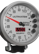 AutoMeter GAUGE; TACH; 5in.; 11K RPM; PEDESTAL; DATALOGGING; ULTIMATE III PLAYBACK; SILVER                                     - 6886 - Image 5