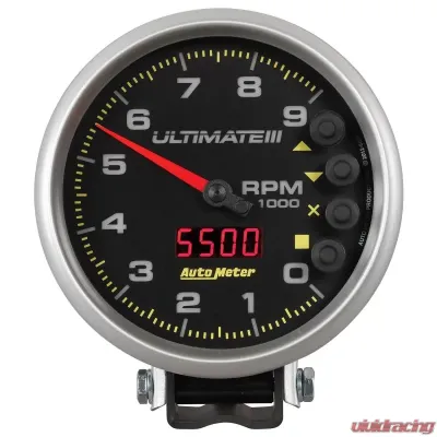 AutoMeter GAUGE; TACH; 5in.; 9K RPM; PEDESTAL; DATALOGGING; ULTIMATE III PLAYBACK; BLACK - 6887