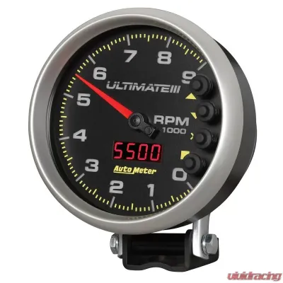 AutoMeter GAUGE; TACH; 5in.; 9K RPM; PEDESTAL; DATALOGGING; ULTIMATE III PLAYBACK; BLACK - 6887