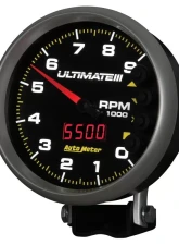 AutoMeter GAUGE; TACH; 5in.; 9K RPM; PEDESTAL; DATALOGGING; ULTIMATE III PLAYBACK; BLACK                                     - 6887 - Image 3