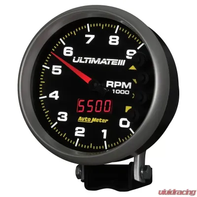 AutoMeter GAUGE; TACH; 5in.; 9K RPM; PEDESTAL; DATALOGGING; ULTIMATE III PLAYBACK; BLACK - 6887